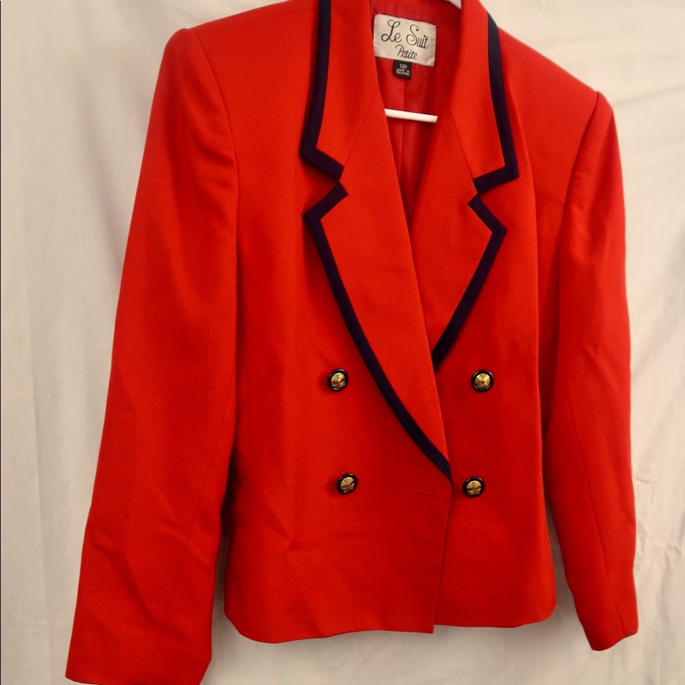 Le Suit Petite Red Cropped Blazer (12P)